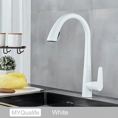 DecorBites™ Black Kitchen Faucet Single Handle Pull Out Hot Cold Water Mixer Tap