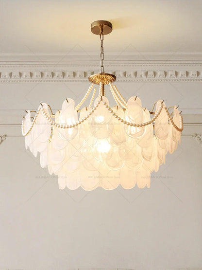 DecorBites™ French Chandelier Garden Light with K9 Crystal | Elegant Pearl Shell Design