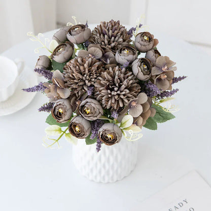 DecorBites™ Artificial Hydrangea Tea Rose Bouquet for Home Decor and DIY Wedding Bouquets