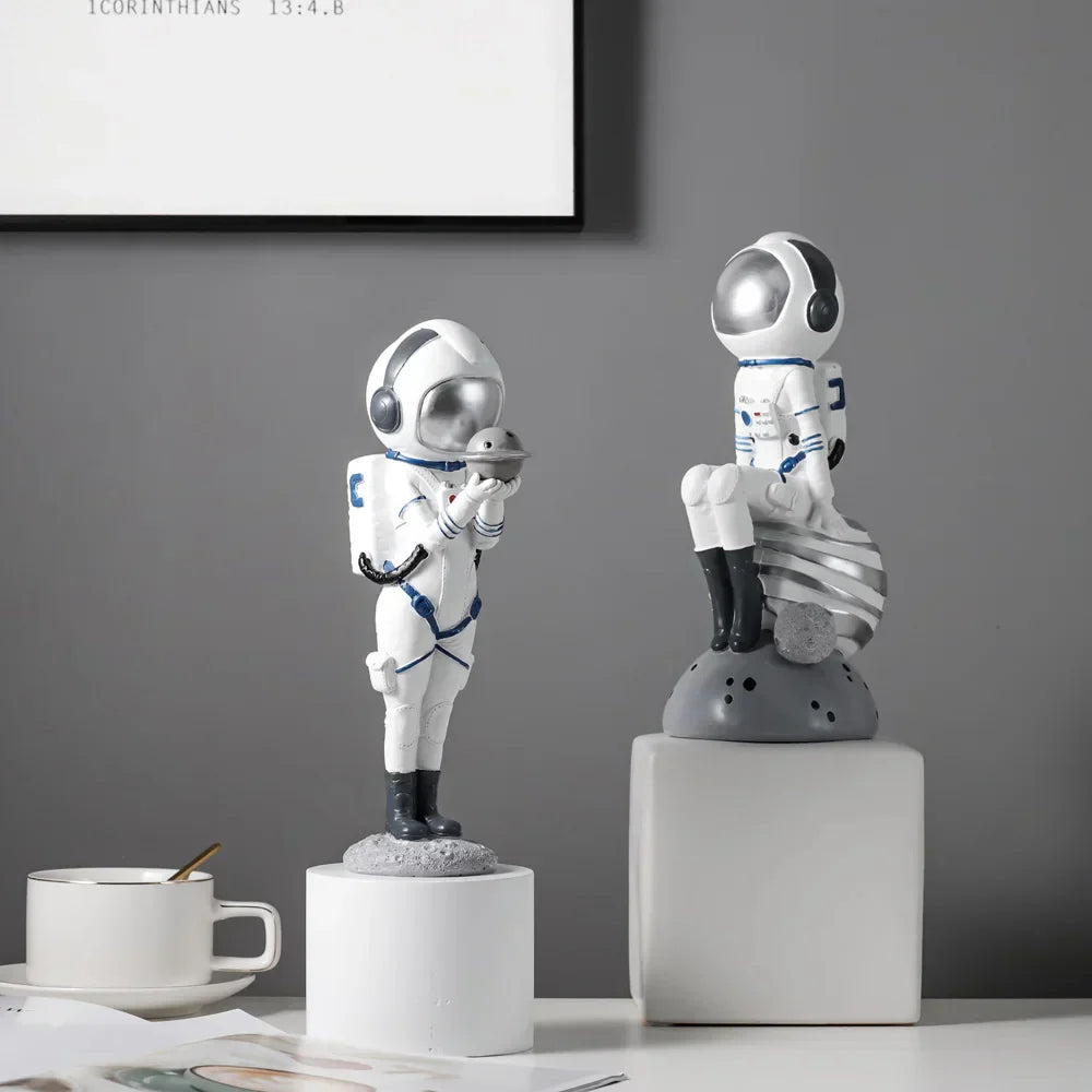 DecorBites™ Astronaut Resin Figurines: Modern Space Ornaments for Home Decor and Gift