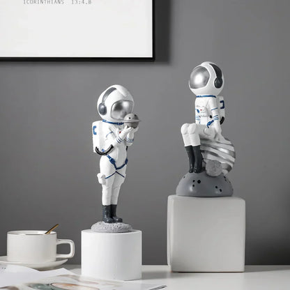 DecorBites™ Astronaut Resin Figurines: Modern Space Ornaments for Home Decor and Gift
