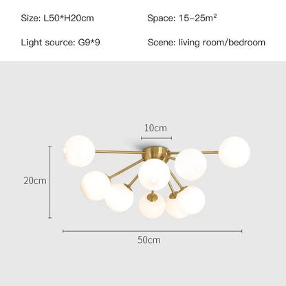 DecorBites™ Glass Ball LED Ceiling Chandelier for Modern Living Room and Bedroom Lighting