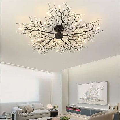 DecorBites™ Country Branch Iron Ceiling Light: American Style Living Room Decor Fixture