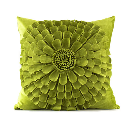 DecorBites™ 3D Velvet Flower Pillow Covers in Yellow Beige 45x45cm