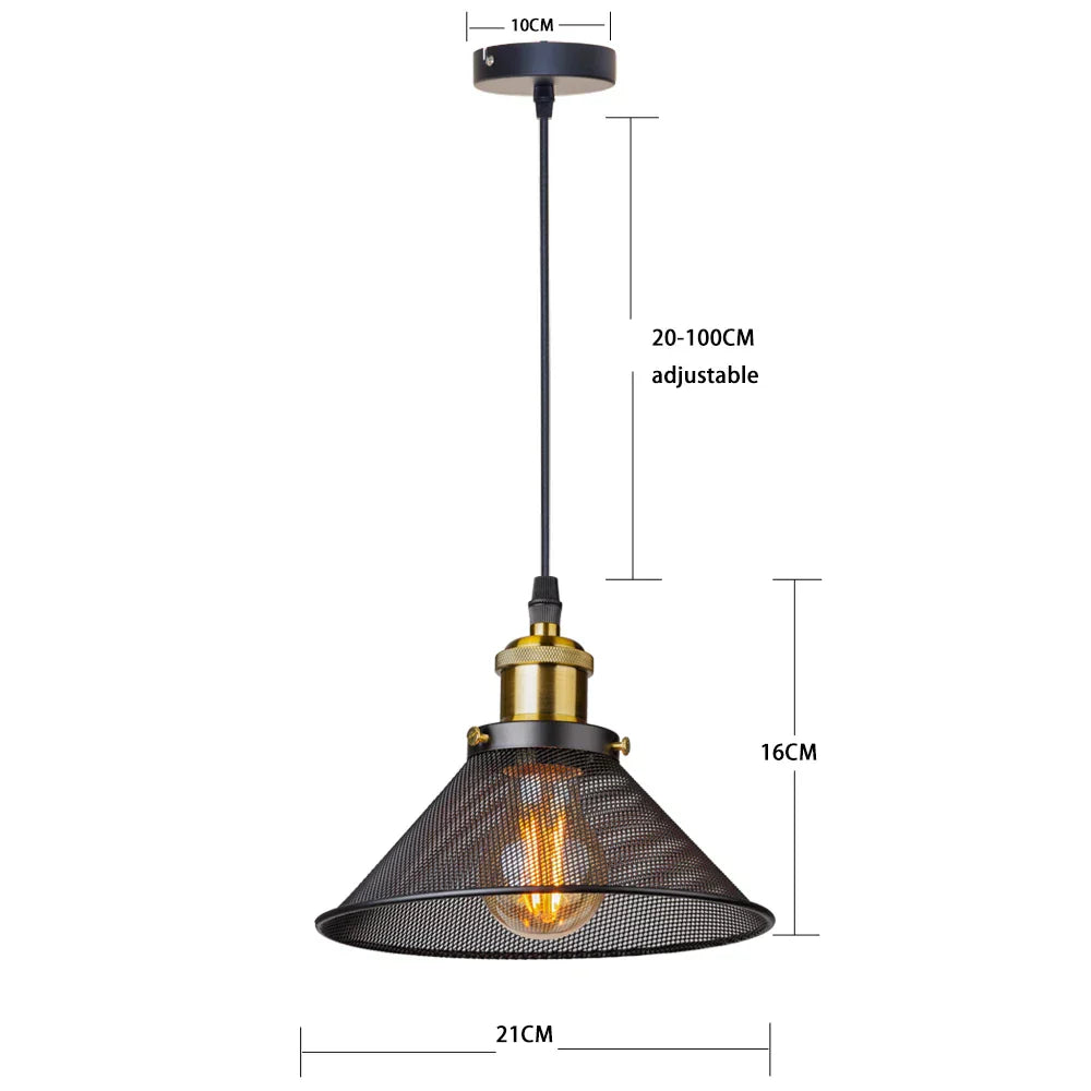 DecorBites™ Black Iron Cage Farmhouse Pendant Light Fixture for Kitchen Island, Dining Room, Hallway