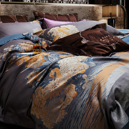 DecorBites™ 1500TC Egyptian Cotton Jacquard Bedding Set for Queen King Size Linens