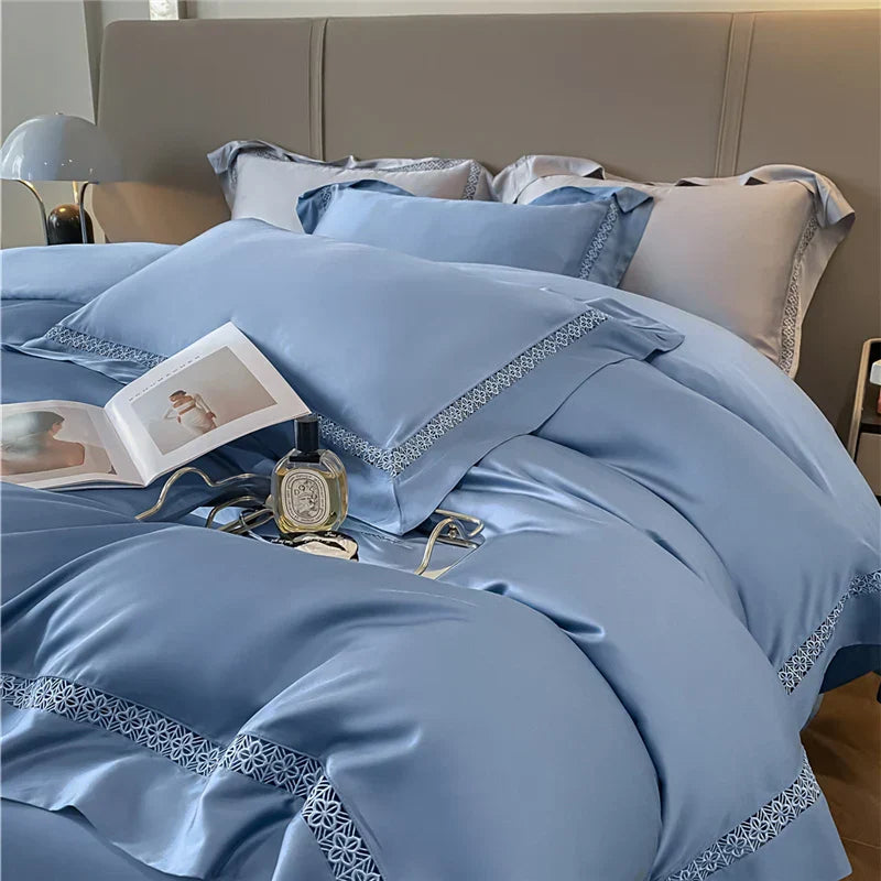 DecorBites™ Eucalyptus Fiber Lace Bedding Set for Soft, Silky & Cool Skin-friendly Comfort