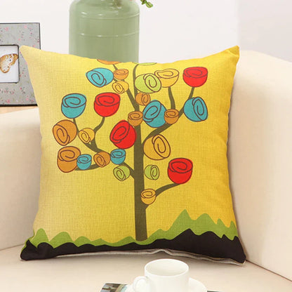 DecorBites™ Abstract Tree Flower Pattern Pillow Cover for Home Decor