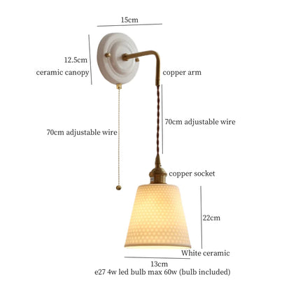 DecorBites™ Adjustable LED Wall Sconce Lamp Stripe Ceramic Copper Mirror Bedside