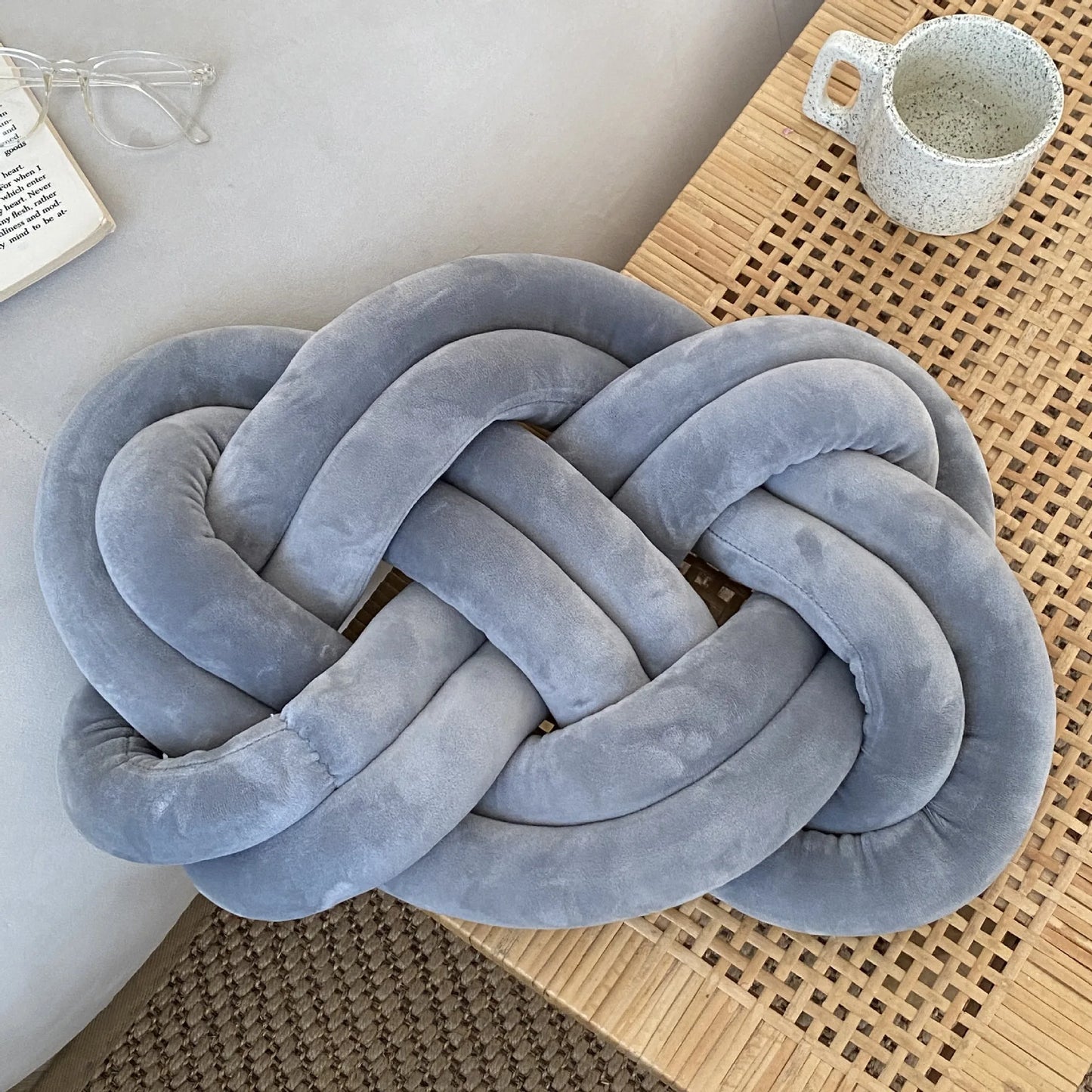 DecorBites™ Blue Handmade Knot Throw Pillows for Couch - Soft Decorative Comfort Pillow