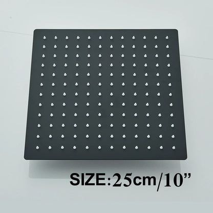 DecorBites™ 12" Matte Black Rainfall Shower Head Set with Shower Arm