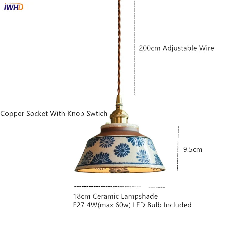 DecorBites™ Coloured Glaze Pendant Light LED Hanging Lamp for Home Dining Living Room