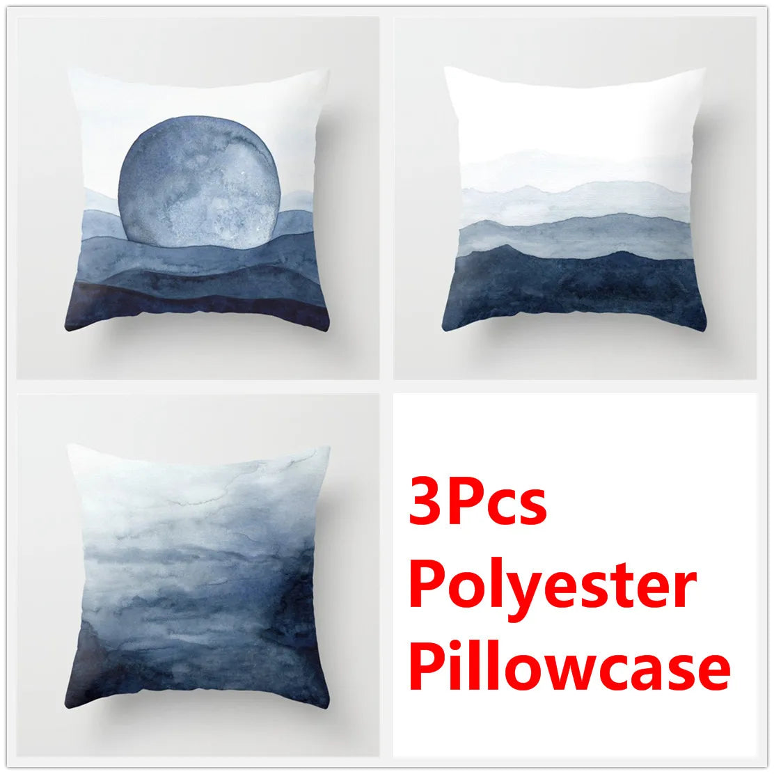 DecorBites™ Blue Ink Flower Cushion Cover Set - Nordic Style Sofa Pillowcase Trio for Home Decoration