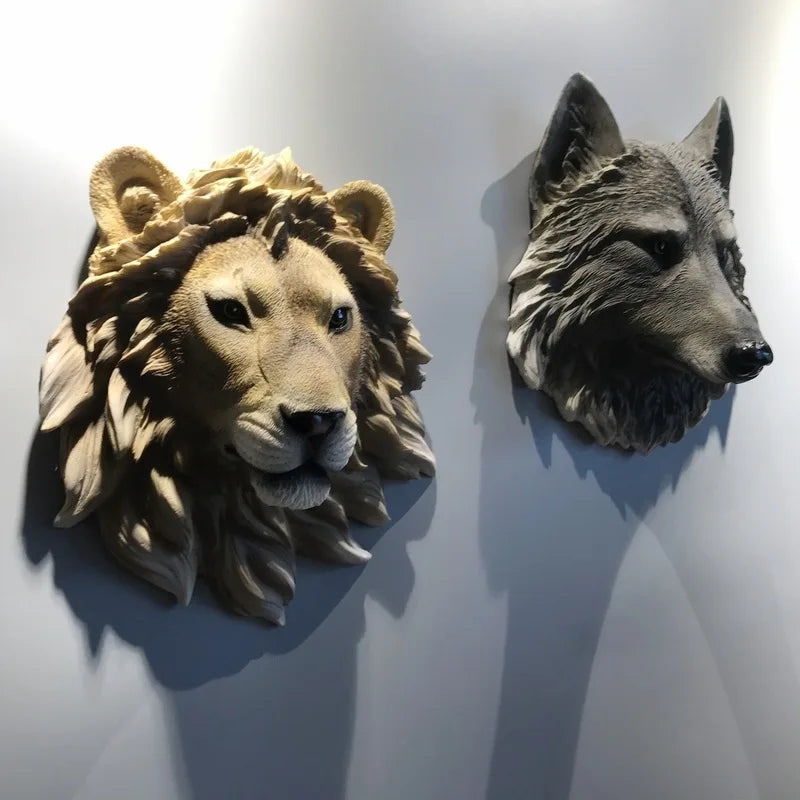DecorBites™ Animal Head Wall Hanger: Decorative Resin Wildlife Hook Rack Statue