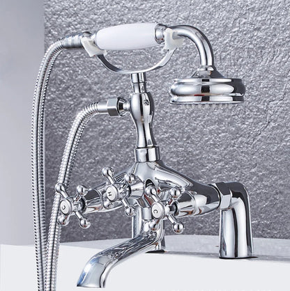 DecorBites™ Antique Chrome Bathtub Shower Mixer Faucet Tap Set for Bathroom