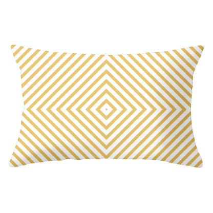 DecorBites™ Geometric Striped Curved Rectangle Pillowcase - Yellow Blue Sofa Throw Pillows