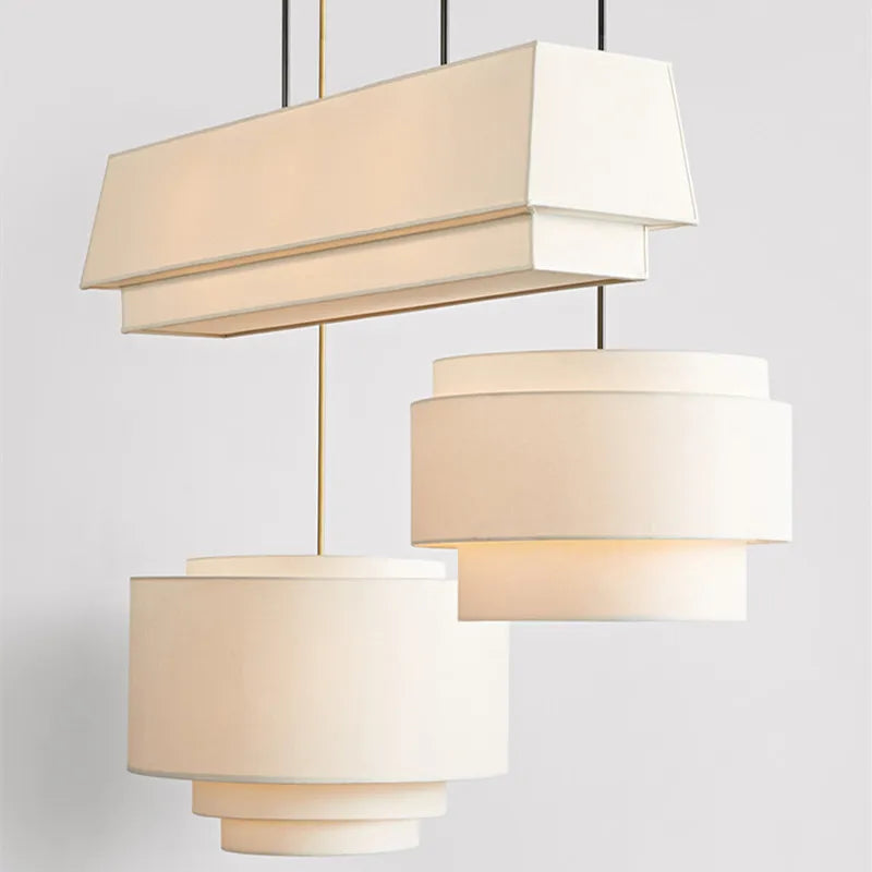 DecorBites™ Camden Japanese Style Pendant Lamp Minimalist Fabric Shade Kitchen Living Room Lighting