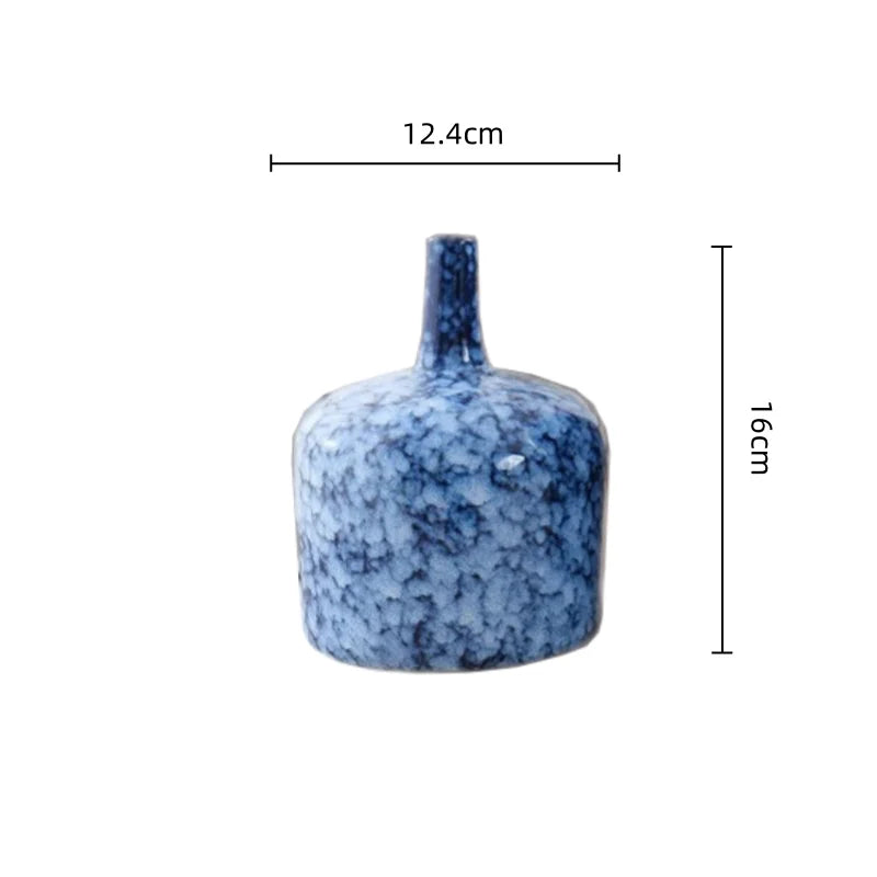 DecorBites™ Blue Ceramic Vase Porcelain Pot Flower Arrangement Home Decor Accessories