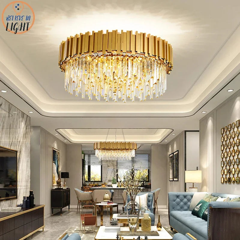 ™ Gold Black Crystal Chandeliers LED Ceiling Light for Luxe Living & Hospitality