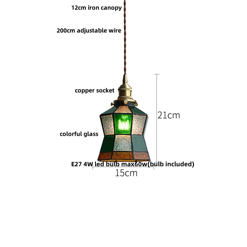 DecorBites™ Colorful Glass Tiffany Style LED Pendant Lamp, Modern Hanging Light Fixture