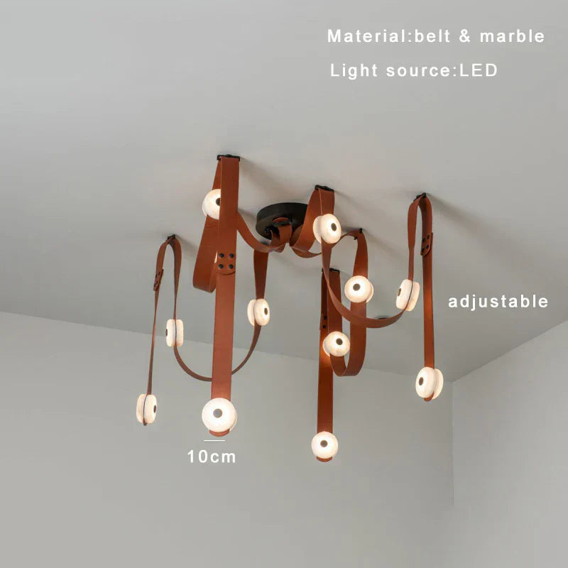DecorBites™ Leather Marble Ceiling Pendant Lights - Adjustable Hanging Lamp for Dining Room & Bedroom
