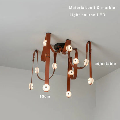 DecorBites™ Leather Marble Ceiling Pendant Lights - Adjustable Hanging Lamp for Dining Room & Bedroom