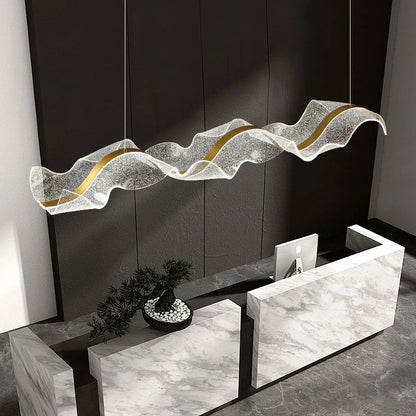 DecorBites™ Gold Wave Design Acrylic Pendant Light Chandelier for Living Room & Kitchen