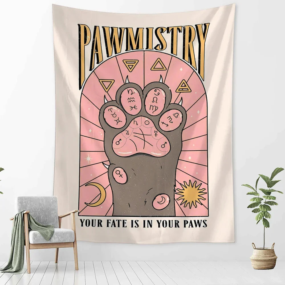 DecorBites™ Cartoon Cat Claw Tapestry Wall Hanging Abstract Art Home Decor
