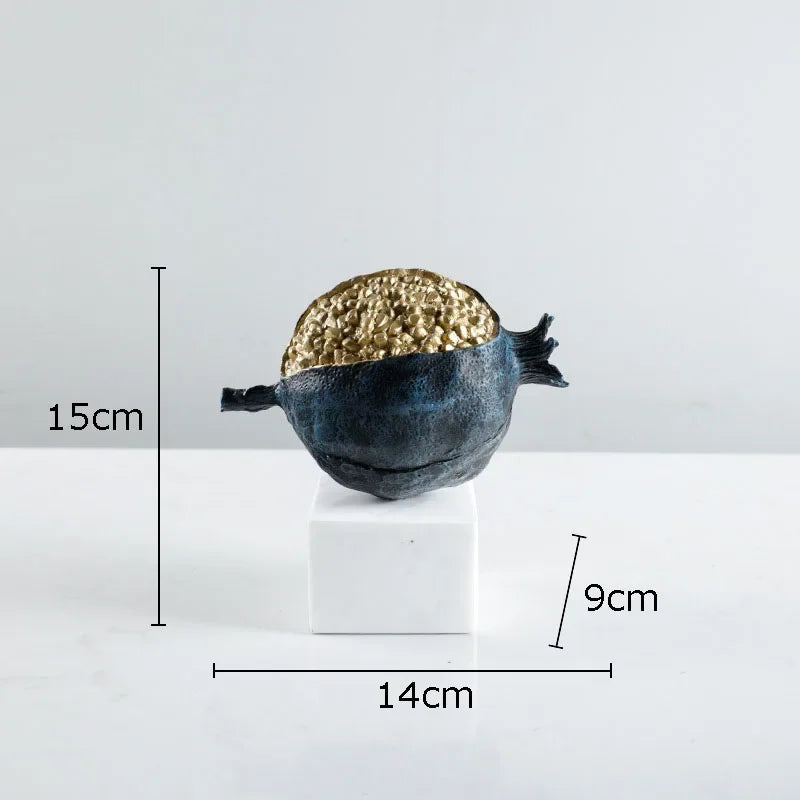 DecorBites™ Golden Pomegranate Sculpture Desk Decoration
