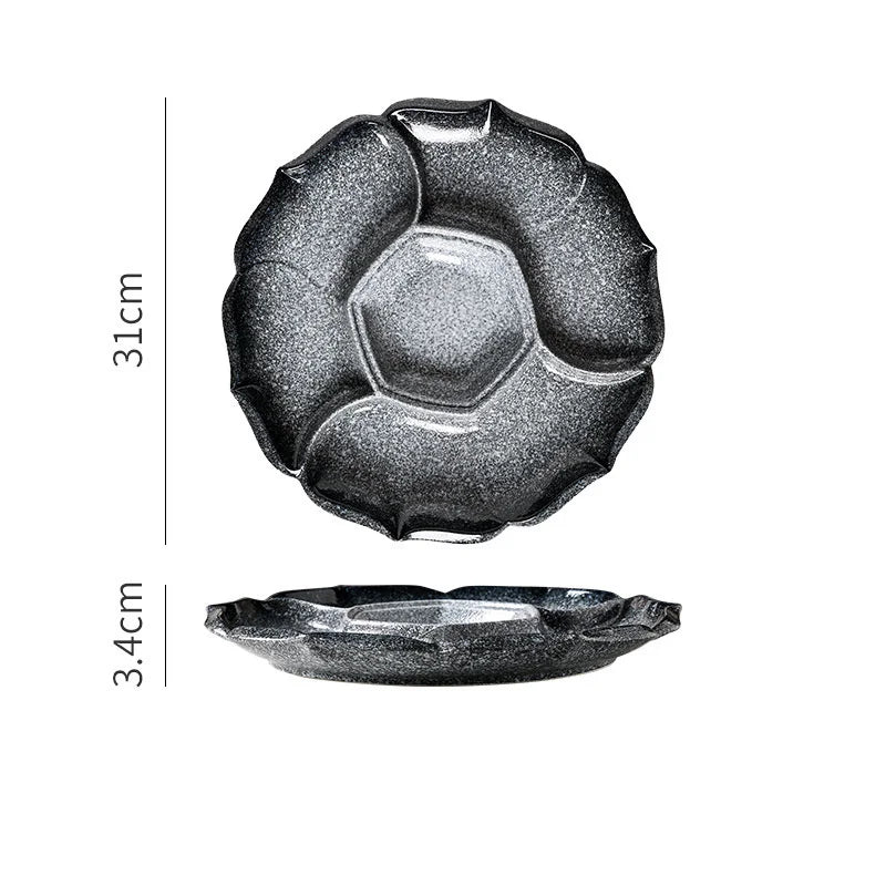 DecorBites™ Ceramic 4-Grid Dinner Plate - Retro Tableware for Fruits, Snacks, and Desserts
