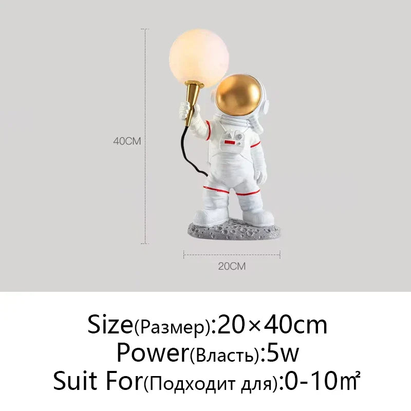 DecorBites™ Astronaut Moon Planet Table Lamp Night Light Bedroom Decor Spaceman Theme