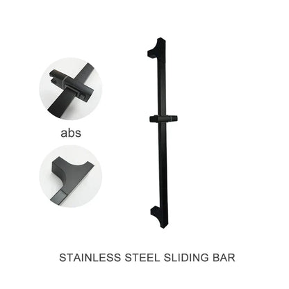 DecorBites™ Black Shower Slider Adjustable Rail Set 3 Functions Simple Style 1.5M Hose