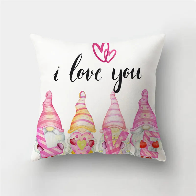 DecorBites™ Love Heart Print Pillow Covers 45x45cm Home Decor Sofa Cushion Case