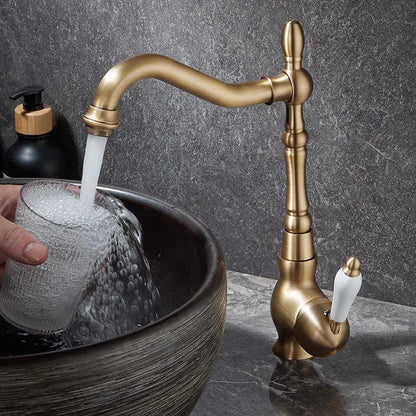 DecorBites™ Antique Bronze Basin Faucet Hot & Cold Brass Bathroom Sink Lavatory Kitchen Faucet