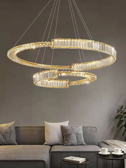 DecorBites™ Crystal Gold Ring LED Chandelier for Minimalist Luxury Home Decor