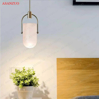™ Gradient Glass Pendant Light: Modern Nordic Hanging Fixture for Bedside Living Dining Decor