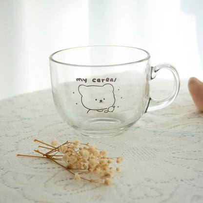 DecorBites™ Bear Print Glass Coffee Mug with Handle for Home & Office