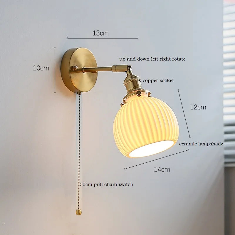 DecorBites™ Ceramic Wall Sconce with Adjustable Iron Arm for Living Room Décor