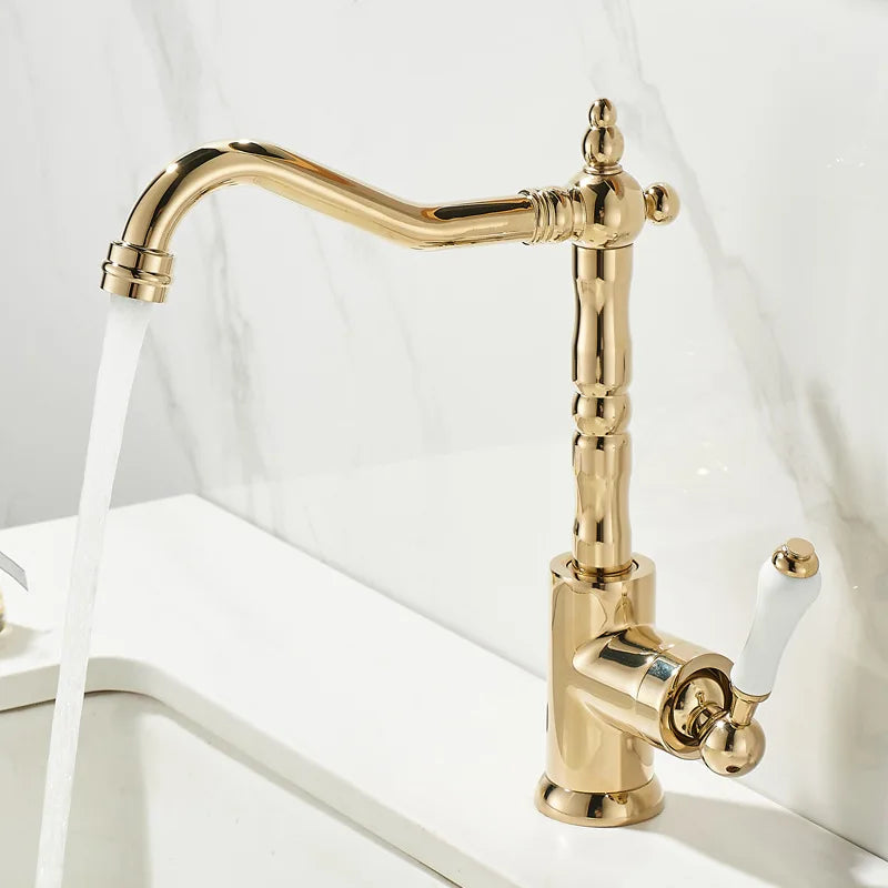 ™ Gold Black Brass Bathroom Kitchen Faucet - Sink Mixer for Hot Cold Water