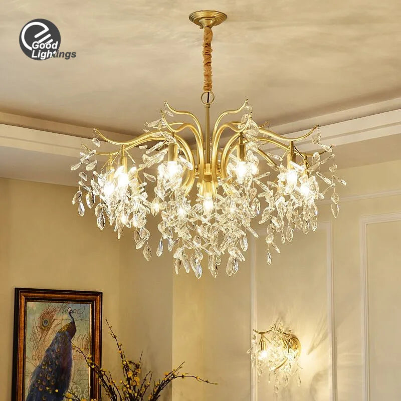 ™ Gold Crystal Ceiling Chandelier for Bedroom Dining Living Room