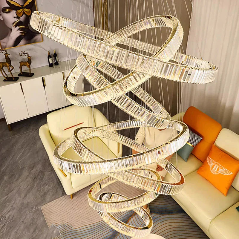 DecorBites™ Crystal Chandelier Stair Pendant Living Room Interior Lighting