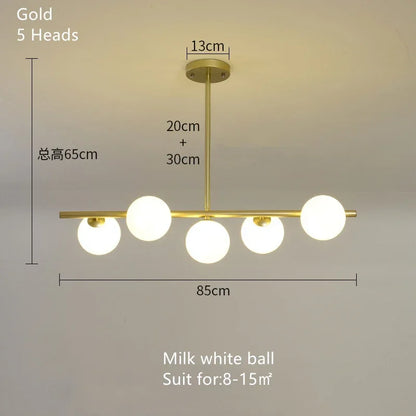 DecorBites™ Glass Ball Chandelier - Modern LED Pendant Lamp for Home Decor