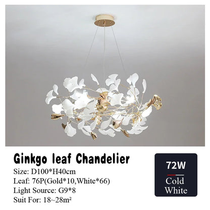 DecorBites™ Ginkgo Leaf Chandelier LED Pendant Light for Living Dining Bedroom