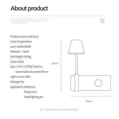 DecorBites™ LED USB Wall Lamp with Switch Night Light for Study/Bedroom - Creative Design