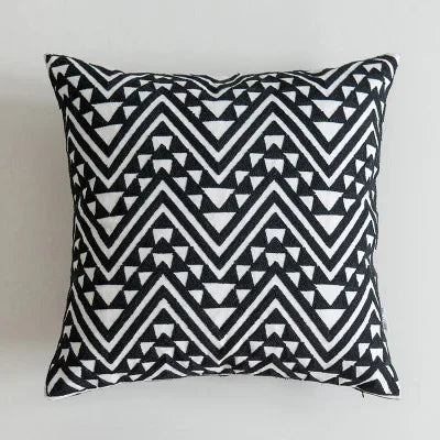 DecorBites™ Black White Embroidered Cushion Cover 45x45cm Sofa Bed Chair Home Decor
