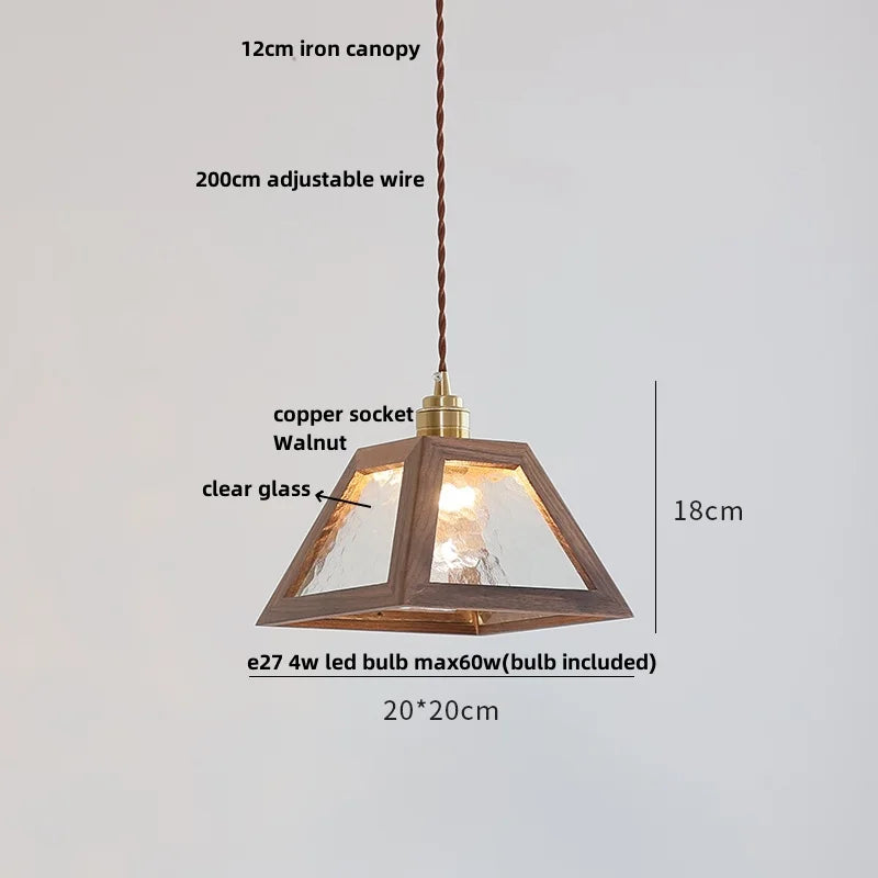 DecorBites™ Ash Wood LED Pendant Lamp Adjustable Hanging Lights Luminaire