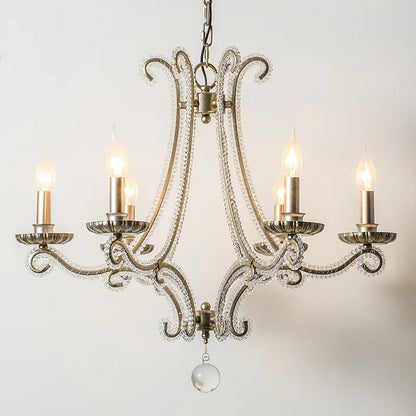 DecorBites™ Crystal LED Chandelier: French Living Room Retro E14 Pendant Light for Home Decor