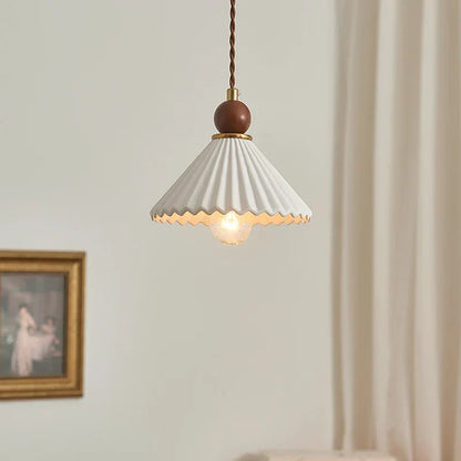 DecorBites™ Ceramic Wood LED Pendant Lamp for Home Decor, Hanging Light Fixture