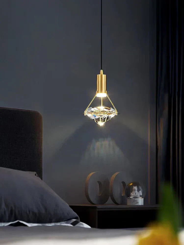 DecorBites™ Diamond Crystal Pendant Lights for Luxe Decor in Restaurant, Bedroom, or Salon