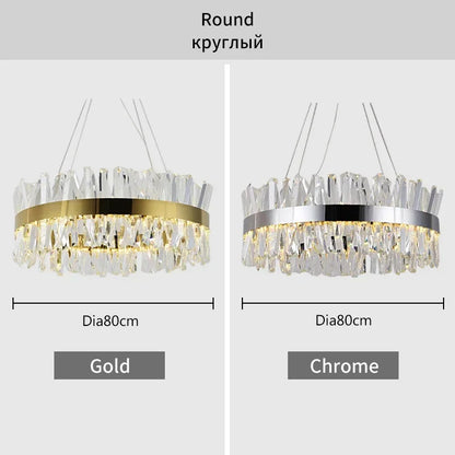 DecorBites™ Crystal LED Chrome Pendant Chandelier for Kitchen Dining Living Room